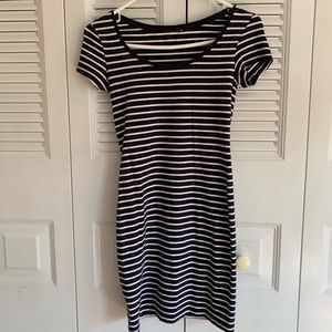 striped midi bodycon dress